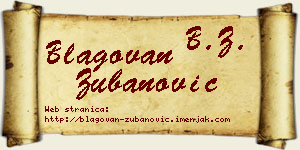Blagovan Zubanović vizit kartica